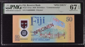 Fiji 50 Dollars 2020 P 121 as SPECIMEN Superb Gem UNC PMG 67 EPQ - Picture 1 of 1