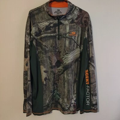 Mossy Oak Shirt XL Mens Break Up Infinity Pattern Scent Factor 1/4 Zip Polyester - Image 1 of 4
