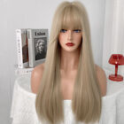 Long Straight Blonde Layered Natural Dress Up Wigs Heat Resistant Hair