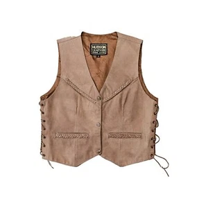 Vintage Hudson Braided Leather Vest Men's Size S Tan - Picture 1 of 10
