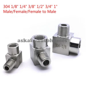 304 Stainless Steel 1/8 1/4 3/8 1/2 3/4 1 Elbow High Pressure Fitting Connector - Picture 1 of 5