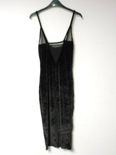 Abito midi nero inserto in rete velluto Missguided taglia UK 8 DH192 AA 02
