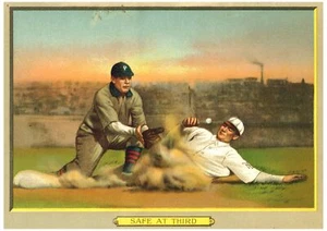 3878.Safe at Third Baseball Player Poster from early sport card.Room design art - Picture 1 of 1