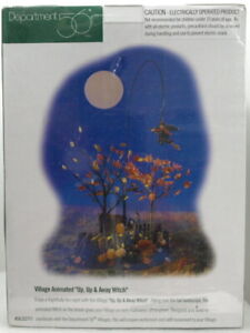  DEPT 56 VILLAGE ANIMATED HALLOWEEN SERIES "UP, UP AND AWAY WITCH" BRAND NEW 
