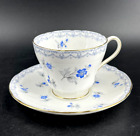 Vintage Shelley Charm England Tea Cup Teacup Saucer Dainty Blue Floral Gold Trim