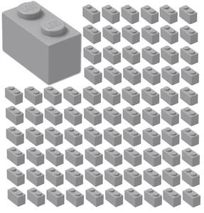 ☀️100x NEW LEGO 1x2 Light Bluish Gray Bricks (ID 3004) BULK Parts City Building - Picture 1 of 2