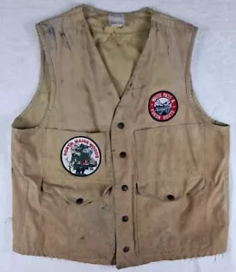 Vintage Filson Distressed Cotton Canvas Hunting Vest Work Wear USA Made Size 40 - Picture 1 of 22
