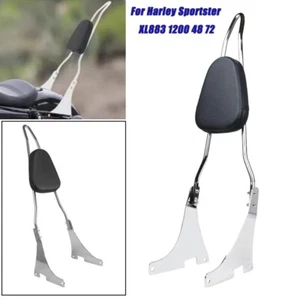 Chrome Rear Passenger Backrest Pad Sissy Bar Fit For Harley Sportster XL1200 883 - Picture 1 of 9