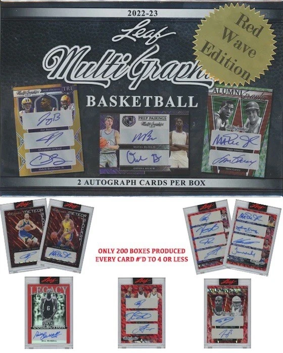 2022-23 LEAF MULTI GRAPHICS RED WAVE EDITION 2 AUTO CARDS #4/LESS NEW HOBBY BOX - Image 1 of 1