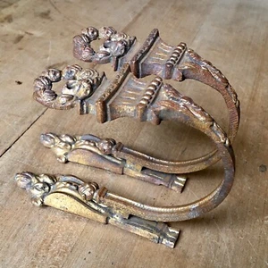 Corbatas de cortina antiguas latón dorado rococó vintage FRANCÉS dorado - Imagen 1 de 14