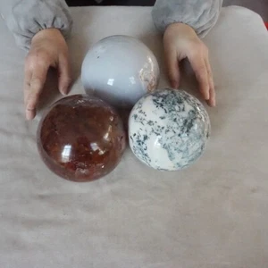 11LB 3Pcs A Set Of Natural Quartz Crystal Jasper Sphere Ball Polished Healing - Picture 1 of 12