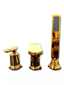 Badewannenarmatur Duschkopf Wasserhahn Exklusiv 24k Gold Badezimmer made italy - Bild 1 von 3