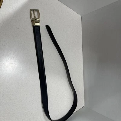 Cinturón con hebilla de cuero negro tono dorado 38 para hombre Foto 1 de 3