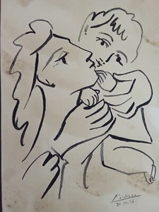 Pablo Picasso Drawing (Handmade) Old paper Signed and Sealed - Picture 1 of 7