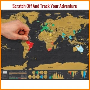 -10% World Map Scratch off Colorful Wall Decor Small or Big To Commemorate Trips - Picture 1 of 13