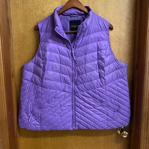 Talbots Women’s 3X Full Zip Puffer Vest Down Zippered Quilted Vest Purple - Picture 1 of 7