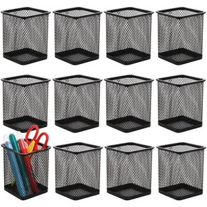 12 Pack Metal Pen Holder Square Mesh Pencil Holder Desk Organizer Mesh Pen Cu... - Picture 1 of 7