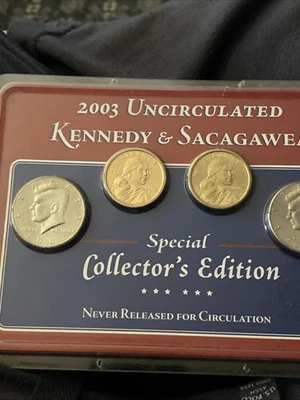 4 Coin Set Of Uncirculated Kennedy And Sacagawea Collectors Coins - Image 1 of 2