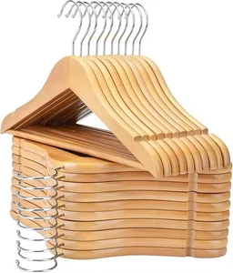 Holz Kleiderbügel 10 Stück 20 30 50 80 Anzugbügel Premium Natur Finish Home - Bild 1 von 12