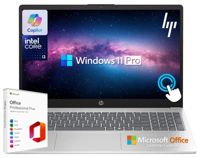 HP Laptop Computer 15.6" Touchscreen 13th Gen Intel i3, Up to 32GB RAM & 1TB SSD - Image 1 of 4