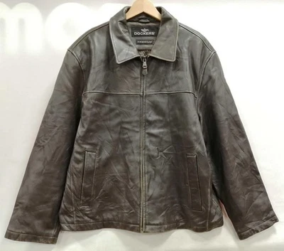 Dockers Quilted Leather Jacket Dark Brown XL Men's Coat - Image 1 of 4