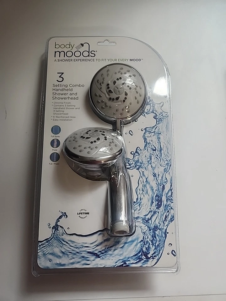 Body Moods 3 Setting Combo  Handheld Shower Head Chrome Finish - Imagem 1 de 1
