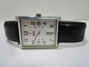 Hugo Boss - Silberfb. Armbanduhr mit schwarzem Lederband (Q)  GS9777 - Picture 1 of 2