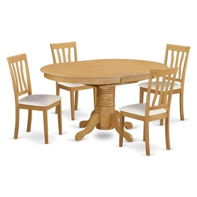 East West 家具雅芳 5 件套木制餐饮套装浅橡木色 — 第 1/4 张图片