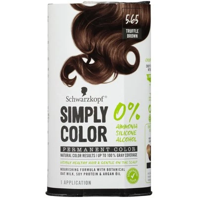 Schwarzkopf Simply Color Trufa Tinte de Cabello Marrón 100 Gris Cobertura Fórmula Suave Foto 1 de 4