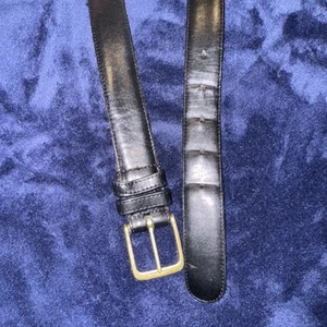 COACH Vintage Black Burnished Leather Brass Buckle Dress Belt #5800 Size 36 - Picture 1 of 6