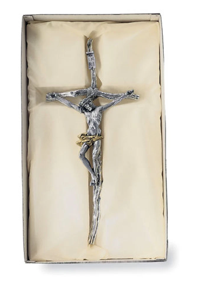 CROCIFISSO CROCE con GESU CRISTO Cm.25x55H GALVANICA TOTALE ARGENTO 925% 10440 - Immagine 1 di 1