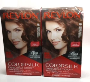 Lot of 2 Revlon ColorSilk Luminista Hair Color 46 Medium Golden Chestnut Brown - Picture 1 of 6