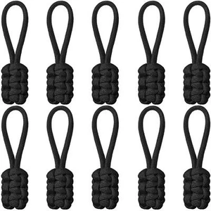 10 Pieces Replacement Zipper Pulls Tab Universal Nylon Repair Black - Picture 1 of 7
