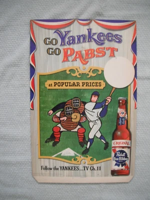 Letrero de cerveza cinta azul Pabst 11 canal de televisión publicidad de béisbol de los Yankees de Nueva York Foto 1 de 2