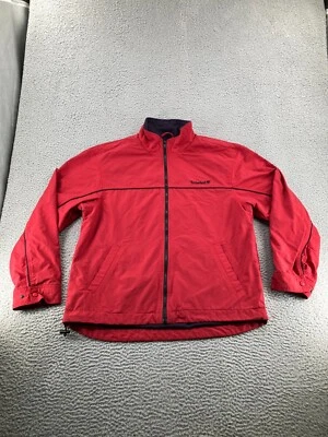 Timberland Jacket Men Large Red Fleece Lined Soft Weathergear Long Sleeve Zip Up - Image 1 of 4