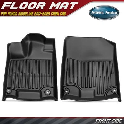 2Pcs Front Black Floor Mats for Honda Ridgeline 2017-2025 Crew Cab Pickup TPE - Image 1 of 4