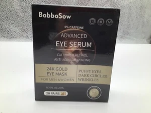 BABBOSOW 24K Gold Eye Mask 20pcs Eye Serum Pads for Dark Circles Puffiness Wrink - Picture 1 of 2