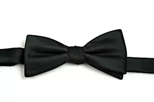 NEW COUNTESS MARA Black Satin Weave Formal Pre-Tied Bow Tie Wedding - Picture 1 of 2