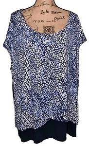 NWT - Dressbarn Sunday Navy White Sleeveless Layered Tunic - Women's Size 3X - Picture 1 of 3