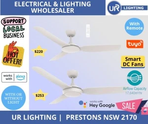 Martec Viper 3 1320mm Smart DC Ceiling Fan with WiFi Remote White | MVDC133W - Picture 1 of 5