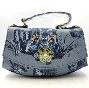 Bandolera Saint Laurent Moda Tela Mango Superior Diseño Tigre Azul - Imagen 1 de 10