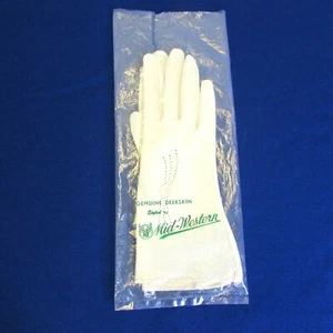 Ladies Midwestern White Genuine Deerskin Gloves Size 6 1/2 Original Pkg Vintage - Picture 1 of 10