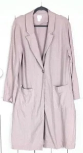 SIGRID OLSEN WomensLinen Blend Oversized Long Coatigan Jacket XL Taupe Lagenlook - Picture 1 of 22
