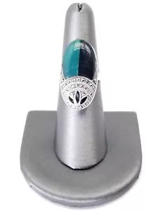 Women's Sterling Silver 925 Ring with Marcasite, Green & Black Stones #81232 - Picture 1 of 5