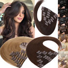 CLEARANCE Clip In 100% Remy Human Hair Extensions Full Head Straight Brown 8pcs
