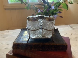 EPNS & Cut Glass Cruet Set - Picture 1 of 19