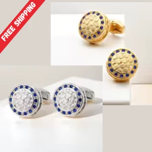 Gemelli circolari blu argento cristallo - Foto 1 di 1