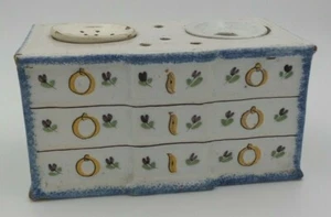 Tintero cajón loza esmalte estaño alemán Kelsterbach siglo XVIII muy raro - Imagen 1 de 12