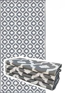 B-usa Outdoor Plastic patio rugs Grey waterproof reversible camper awning mats