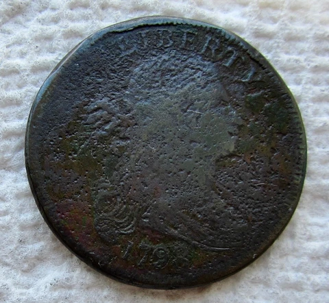1798 1C BN Draped Bust Large Cent Rare Date 1st Hair Style VF Detail Corroded Cover